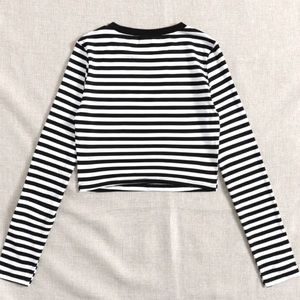 Striped Long Sleeve Crop Top